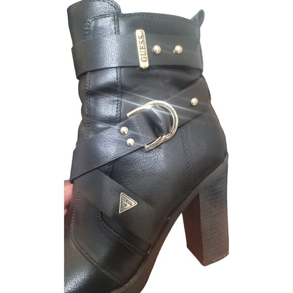 GUESS WOMEN'S FAUX LEATHER ANKLE BLOCK PUMPS HEEL BOOTS SIZE 6 - Picture 6 of 12